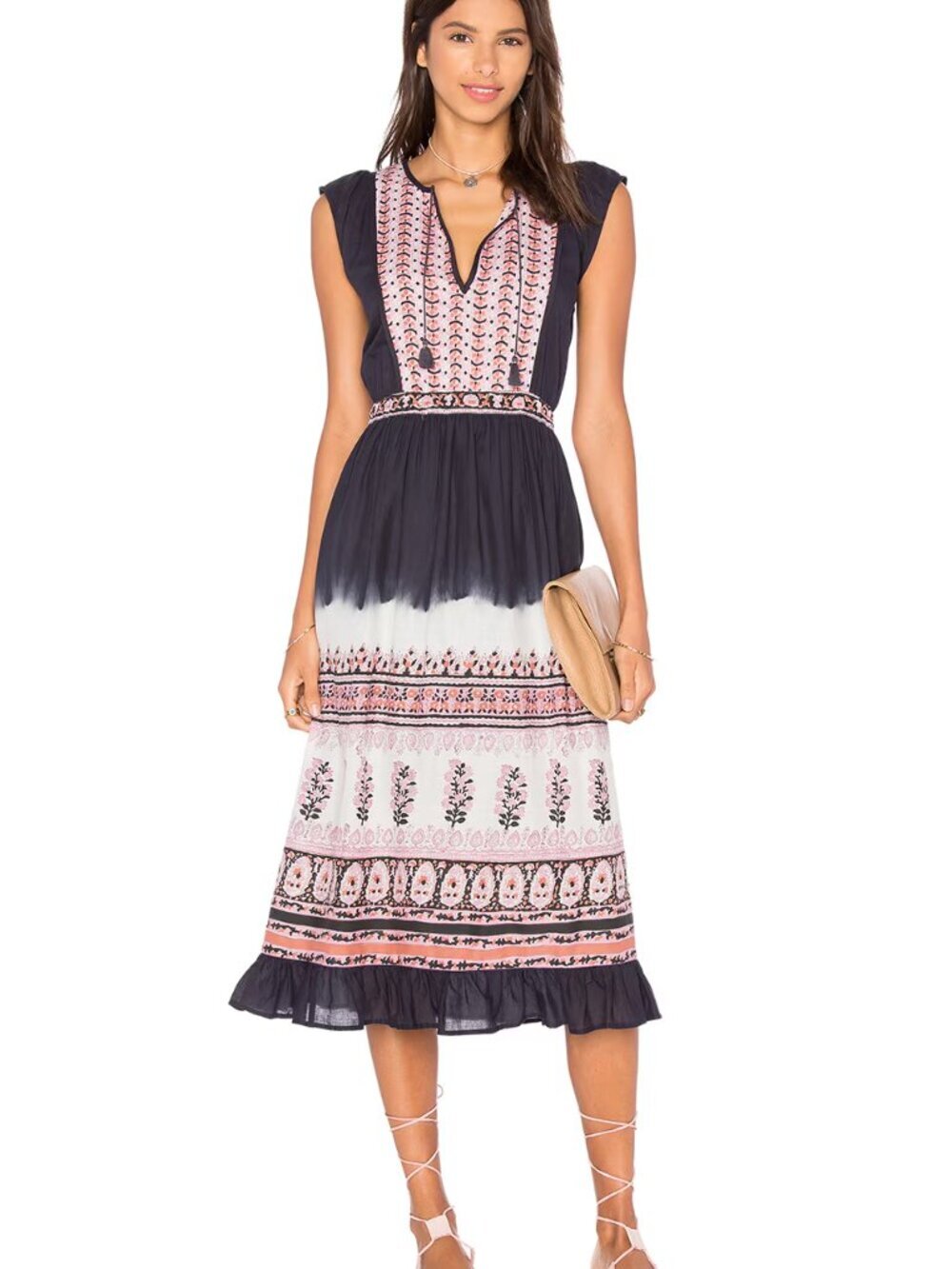 Ulla Johnson Loretta Indigo Multi Midi Dress